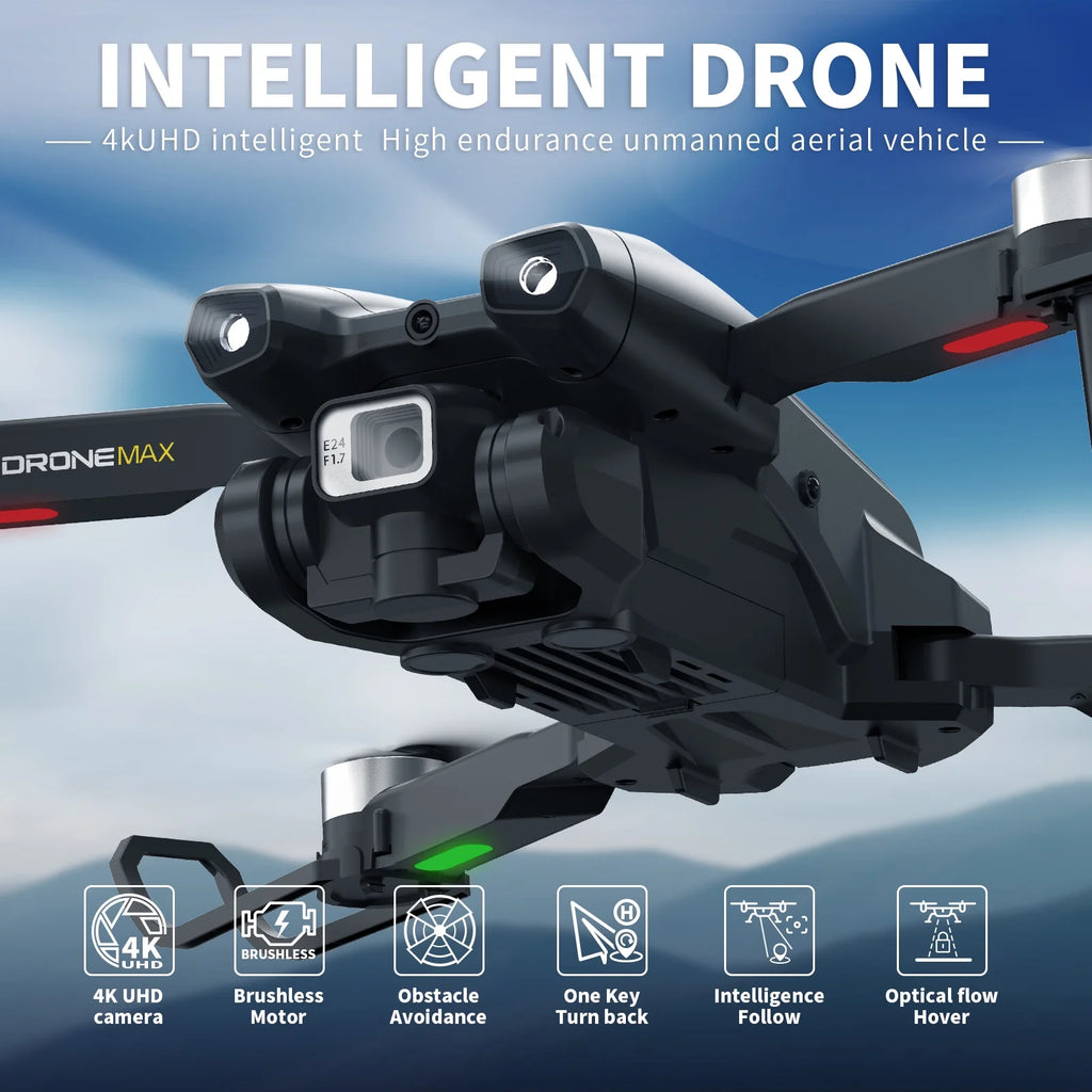 Drone with 4K HD Dual Camera for Adults and Kids,Fpv RC Quadcopter with Optical Flow Positioning,Obstacle Avoidance and LED Lights,2 Batteries