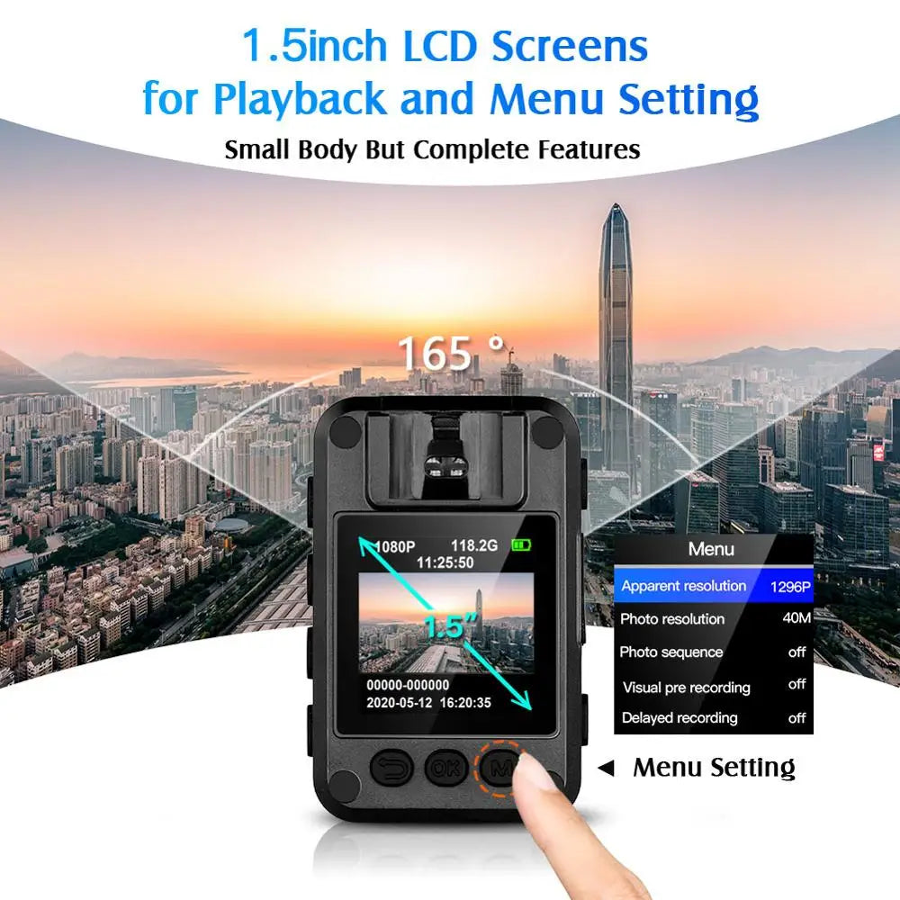 N9 Mini Body Camera Full HD 1296P Body Mounted Camera Small Portable Night Vision Police Body Cam 128GB/258GB Mini Camera