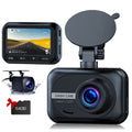 Dash Cam Front and Rear 1080P Full HD Car Camera,2.45 Inch Dash Camera with 64GB SD Card, Super Night Vision, Parking Mode, G-Sensor, Loop Recording, WDR