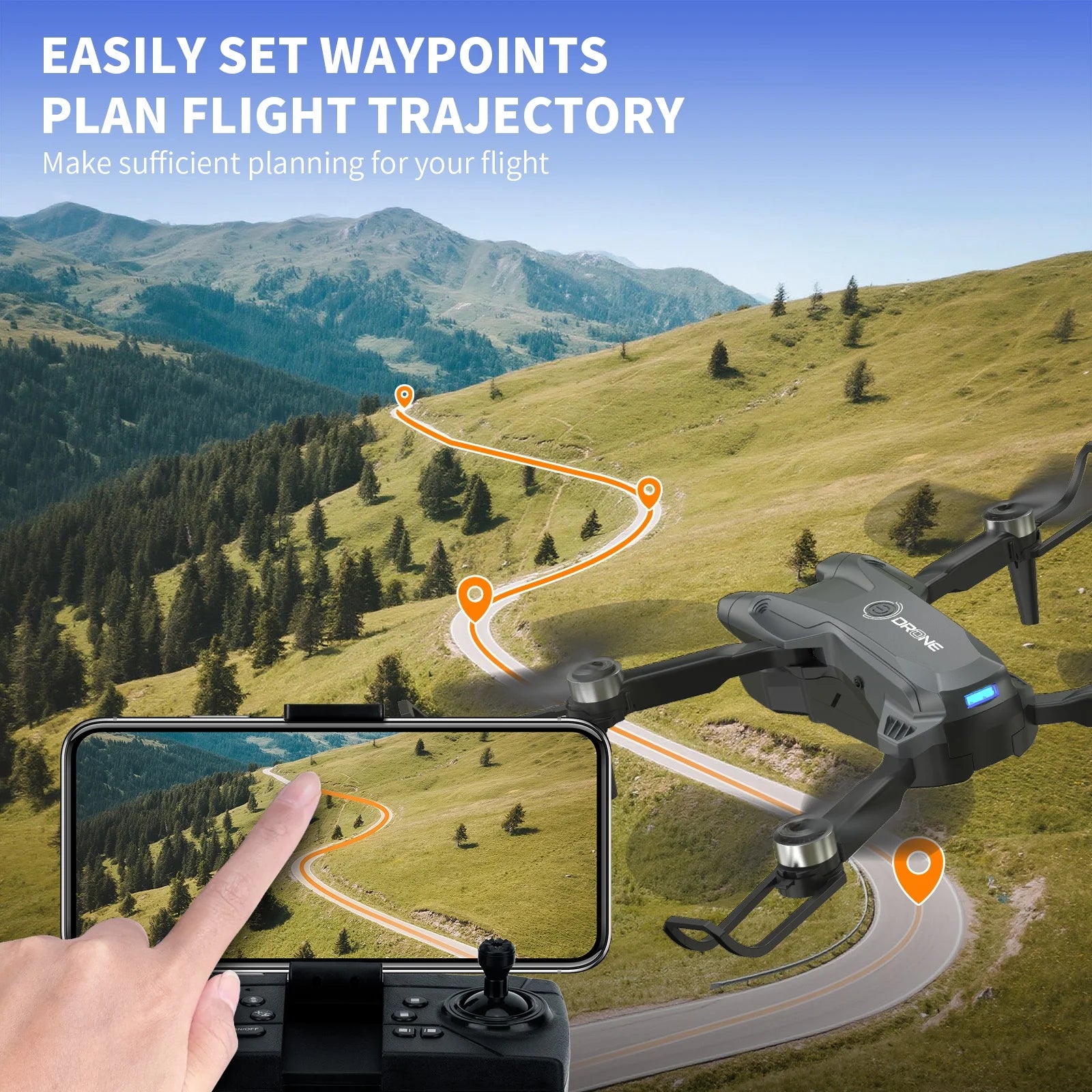 Drone with 4K HD Dual Camera for Adults and Kids,Fpv RC Quadcopter with Optical Flow Positioning,Obstacle Avoidance and LED Lights,2 Batteries