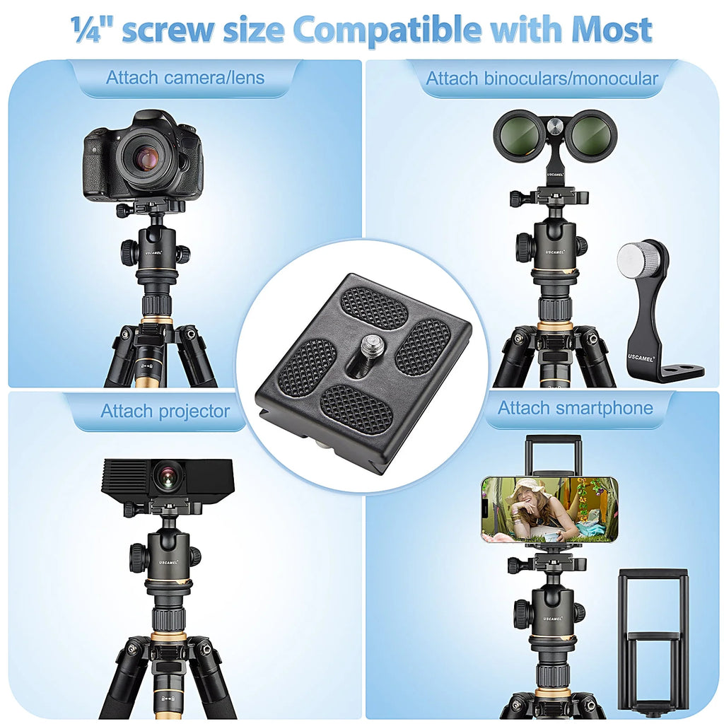Camera Tripod, Pro Video Tripod for Camera DSLR Durable Adjustable 64" Monopod, Foldable Outdoor Shooting Tripod Travel Photography 360° Ball Head