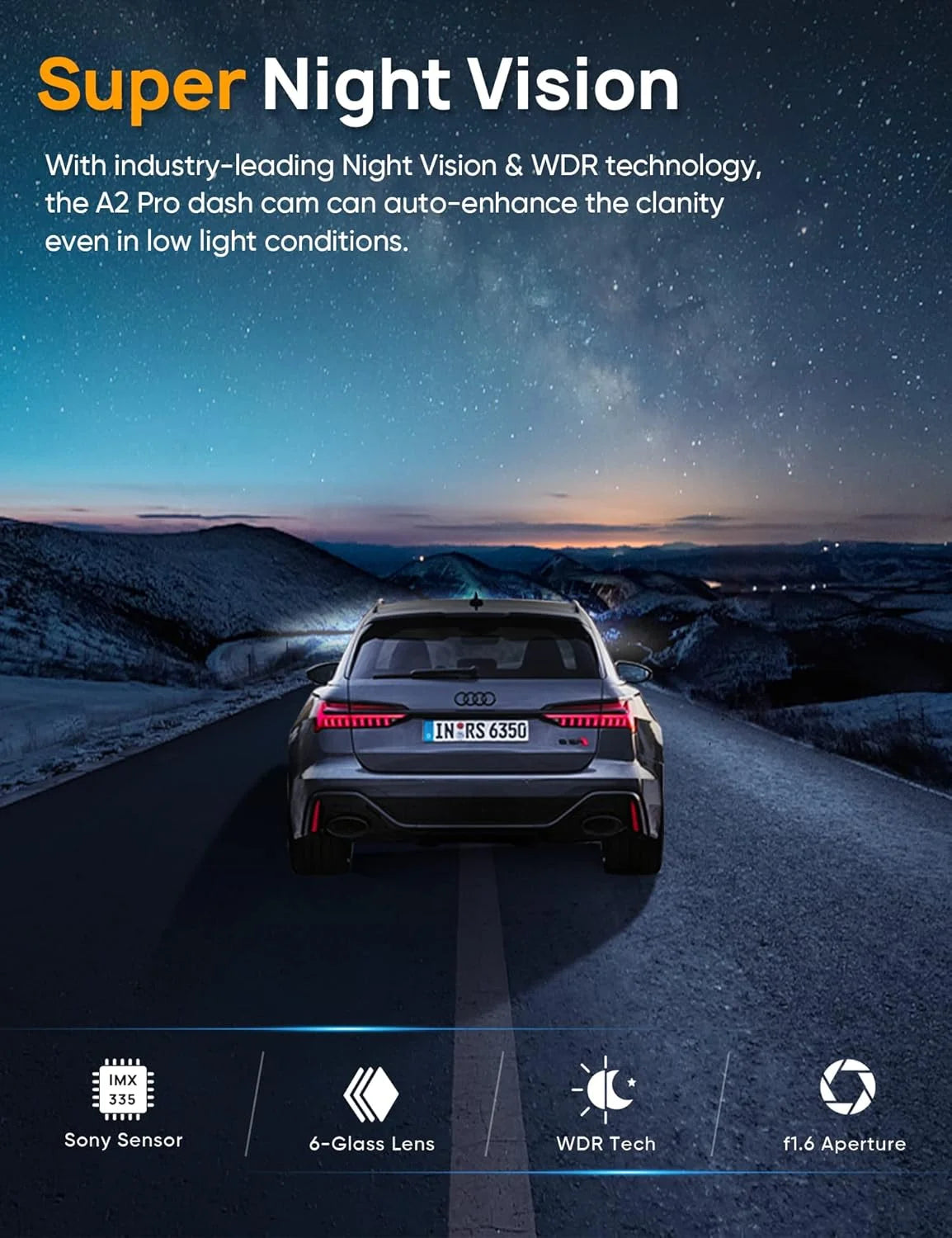 Dash Cam Front and Rear, 4K+2.5K 5G Wifi & WDR Dash Camera for Car with 64GB Card Dashcam, G-Sensor, Super Night Vision, Loop Recording, Parking Mode