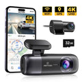 Dash Cam, 4K Front and 1080P Rear Car Dash Cam with Wifi & GPS, App Control, Night Vision, Free 32GB Card