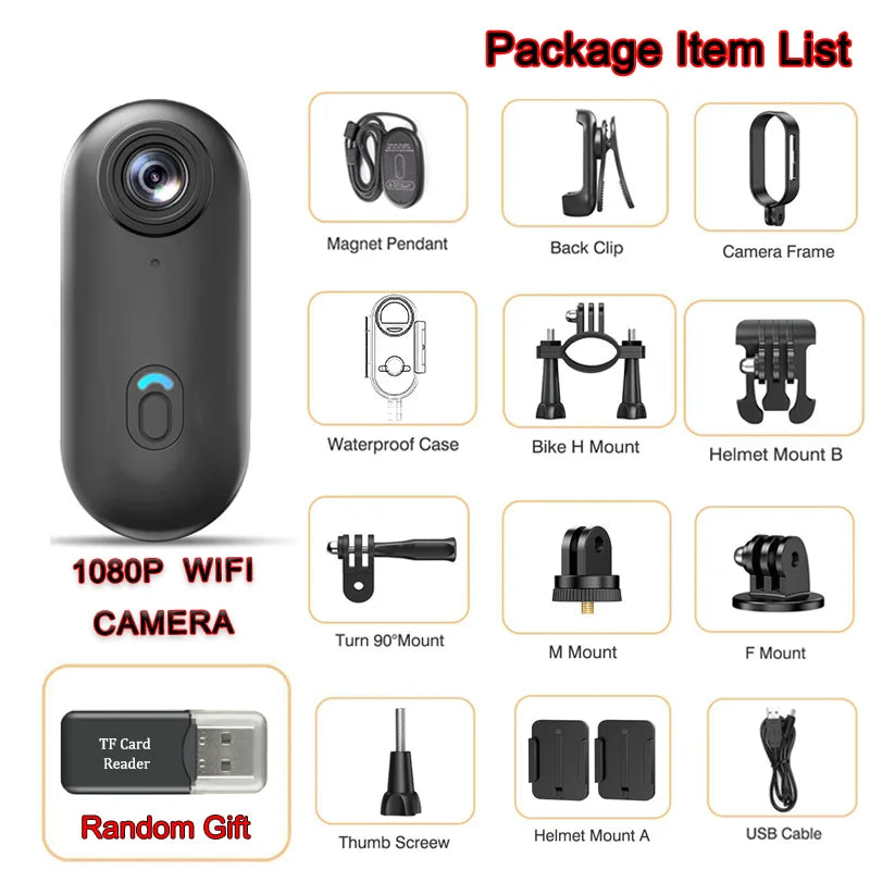 High Quality Mini Vlog 4K HD Digital Camera Wifi Wireless 128GB Pocket Body Cam Hot Selling Portable Action Cam for Sports Video