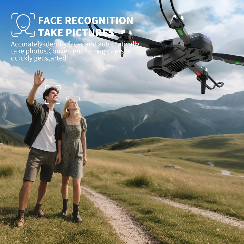 Drone with 4K HD Dual Camera for Adults and Kids,Fpv RC Quadcopter with Optical Flow Positioning,Obstacle Avoidance and LED Lights,2 Batteries