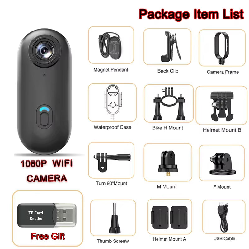 HD Action Camera Mini 4K Wifi Wireless Magnetic Portable POV Cam 1080P Portable Vlog Video Bodycam for Helmet Motorcycle Sports