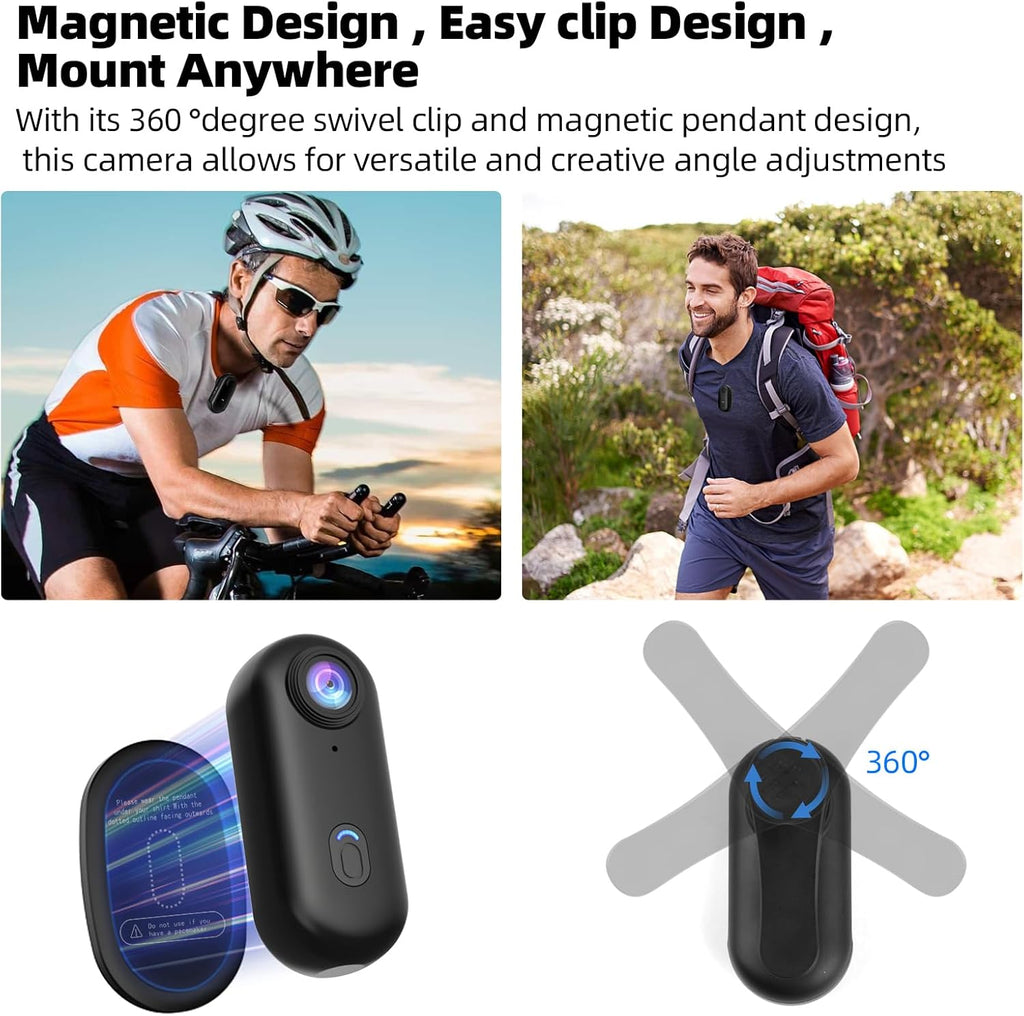 4K Mini Body Camera, Sports POV Cameras, Portable Body Cam, Thumb Action Camera, Waterproof Wearable Camera, Helmet Mounted Hands Free Recording for Cycling, Motorcycle, Vlogging (Black)